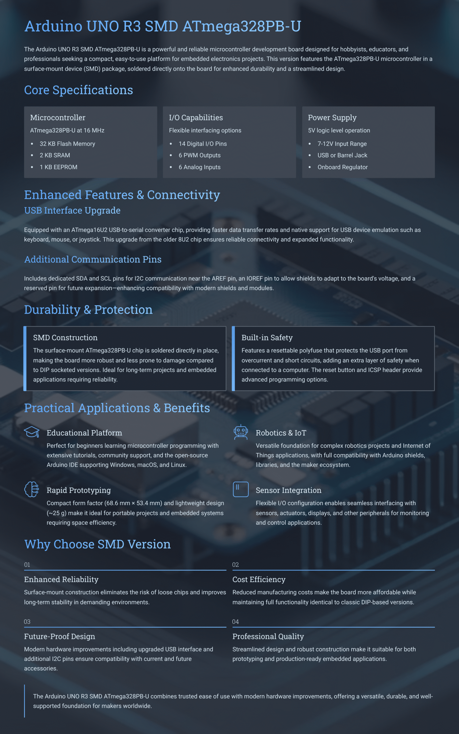 Arduino UNO R3 SMD ATmega328PB-U arduino uno r3 smd atmega328pb u