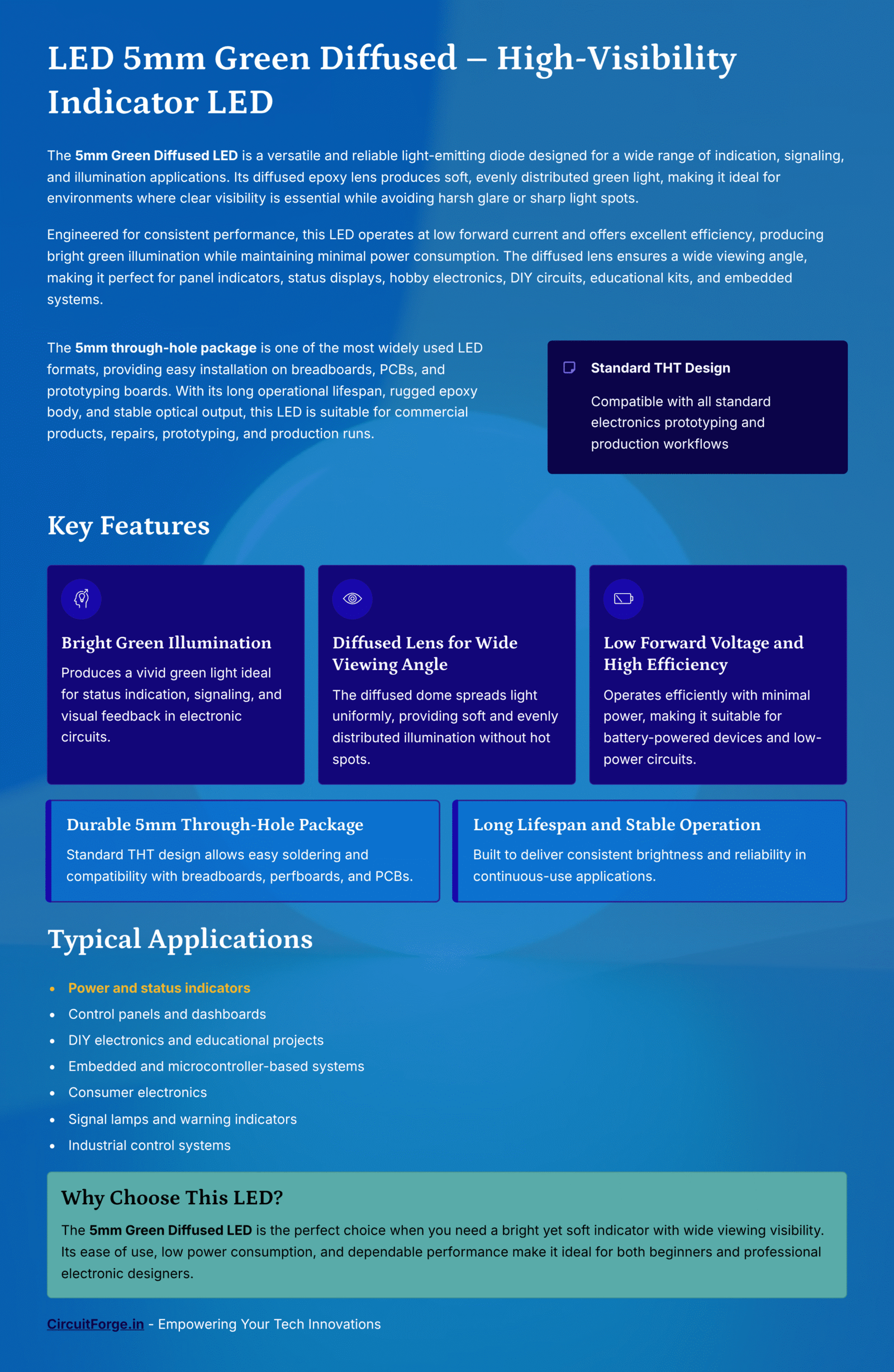 led 5mm green diffused